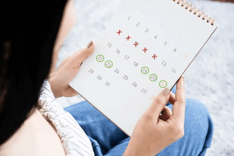 calendário de menstruação atrasada