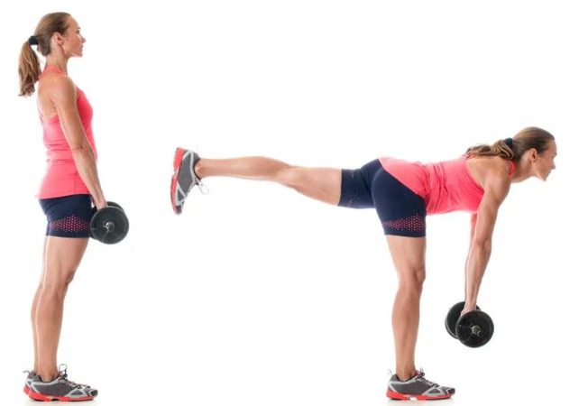 Pessoa fazendo deadlift com uma perna
