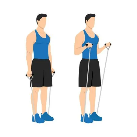Imagem vetorizada de um homem fazendo exercício bíceps