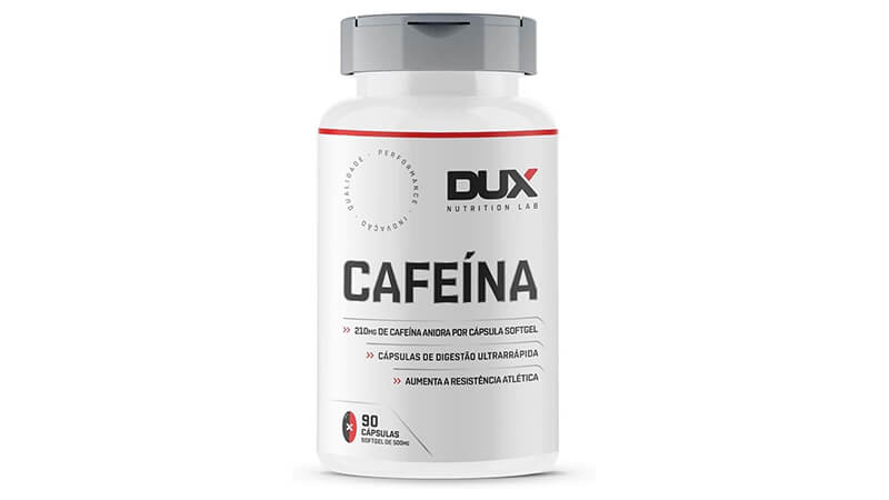imagem com a embalagem da cafeína da marca dux, um suplemento para emagrecer