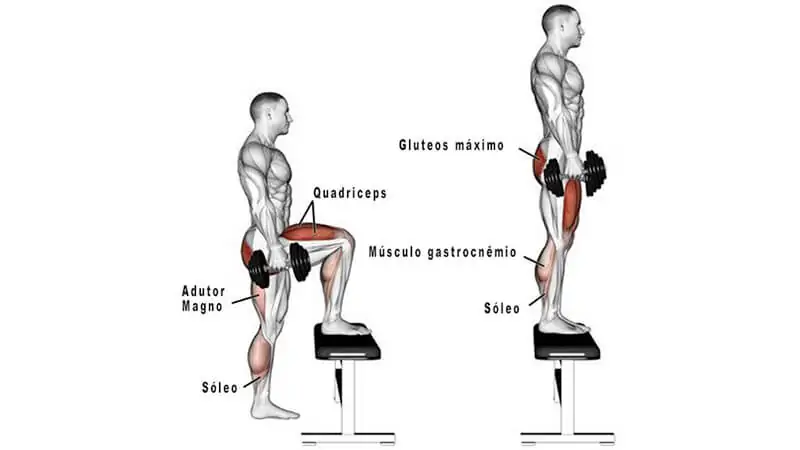 homem realizando treino para glúteos exercício subida no step
