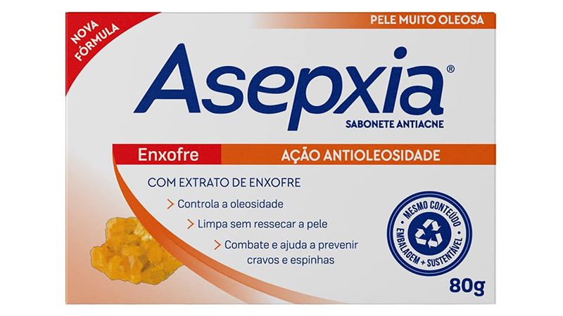 imagem com o sabonete de enxofre e ácido salicílico da marca asepxia
