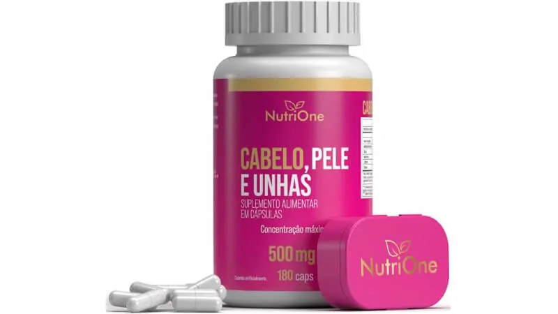 imagem com o suplemento vitamínico para cabelo, pele e unhas da NutriOne