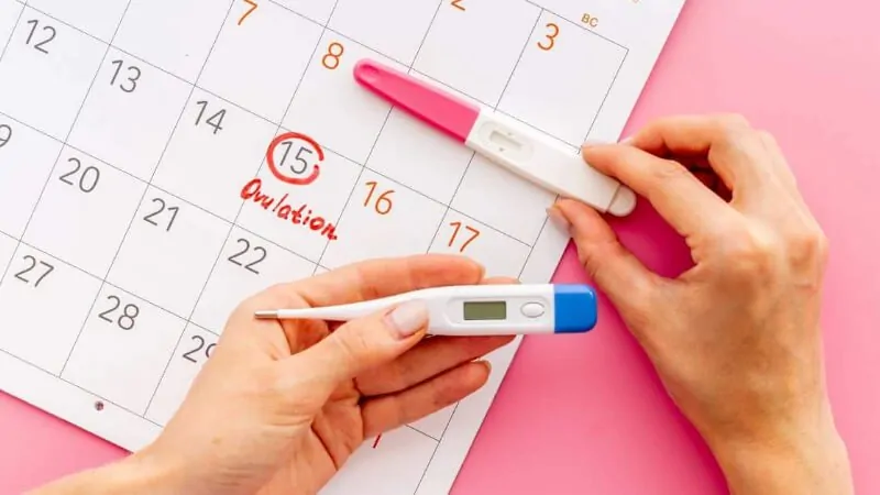 imagem de uma mulher olhando o calendário do período fértil