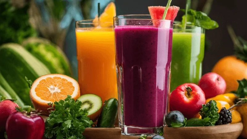 imagem com 3 receitas de suco detox