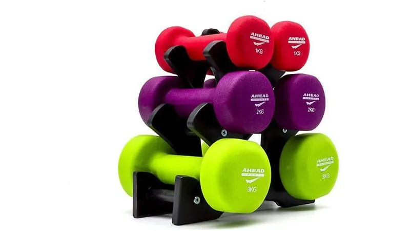 imagem com o kit de halteres da ahead sports