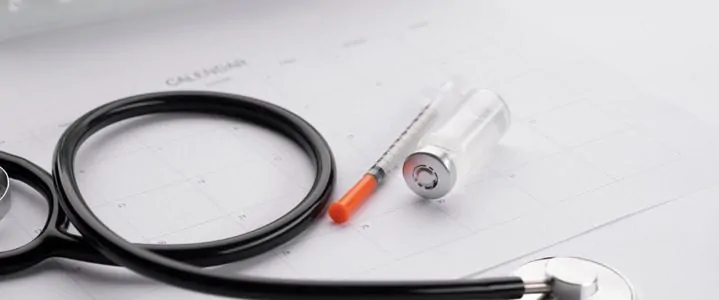 Frasco de medicamento com seringa