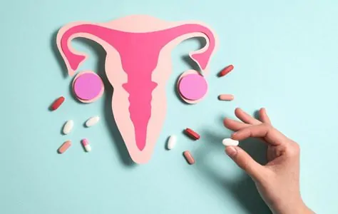 Pessoa com remédio para controlar pH feminino
