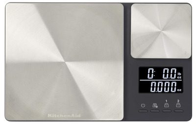 foto da balança de cozinha com plataforma dupla e relogio digital da KitchenAid