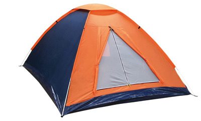 imagem de uma barraca de camping Nautika na cor azul com detalhes alaranjados