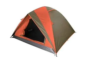 imagem de uma barraca de camping para 4 pessoas Guepardo Venus Ultra na cor marrom com detalhes em laranja