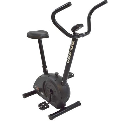 imagem que mostra uma bicicleta ergométrica da Polimet na cor preta