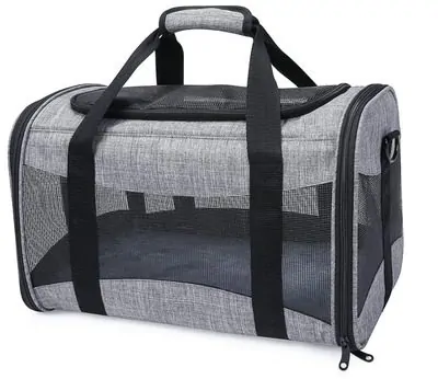imagem de uma bolsa de transporte pet Tecnet na cor cinza