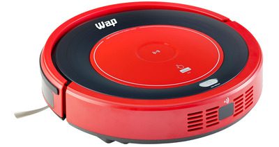 imagem de um robô aspirador de pó da Wap na cor vermelha
