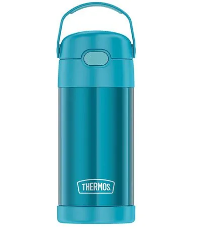 imagem de uma garrafa térmica da Thermos na cor azul