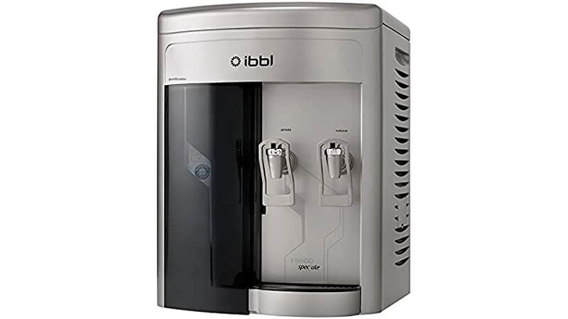 imagem de um purificador de água IBBL Speciale com duas torneiras e acabamento na cor cinza