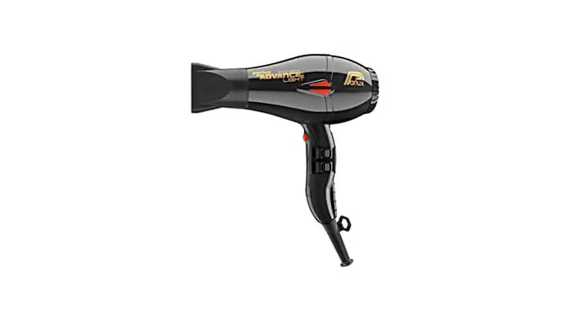 Secador de Cabelo Light Ion Parlux imagem do secador de cabelo Light Ion Parlux preto com detalhes dourado