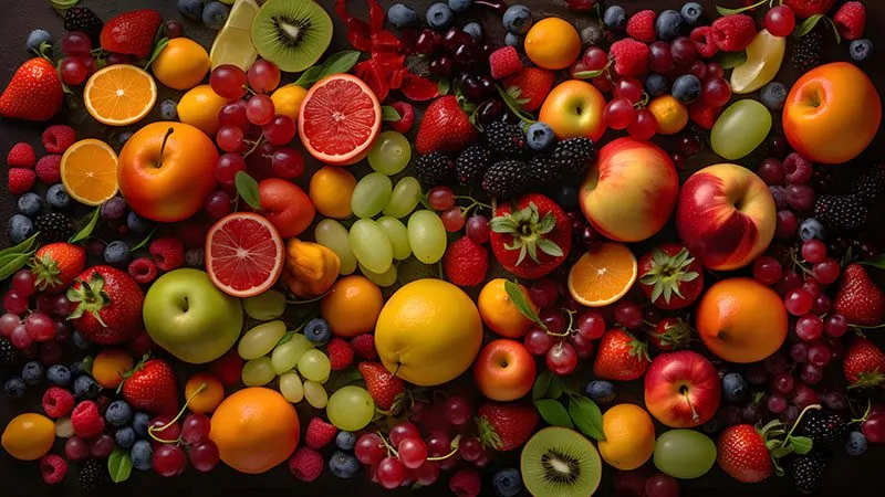 imagem com diversas frutas